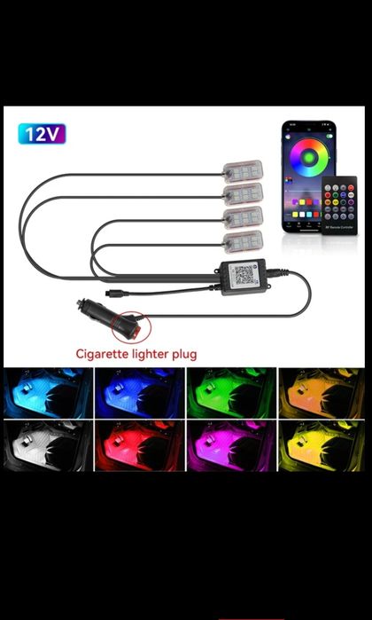 Lumini ambientale RGB auto picioare 12V
