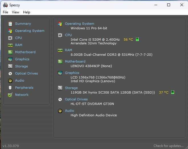 Laptop Lenovo T510 I5 520m SSD 128 Ram 8Gb 15.6''-- 40 Cm