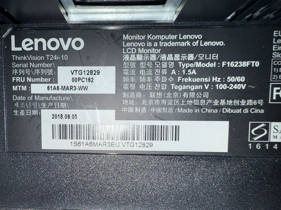 Monitor Frameless Lenovo ThinkVision 24” T24i-10, 1920x1080