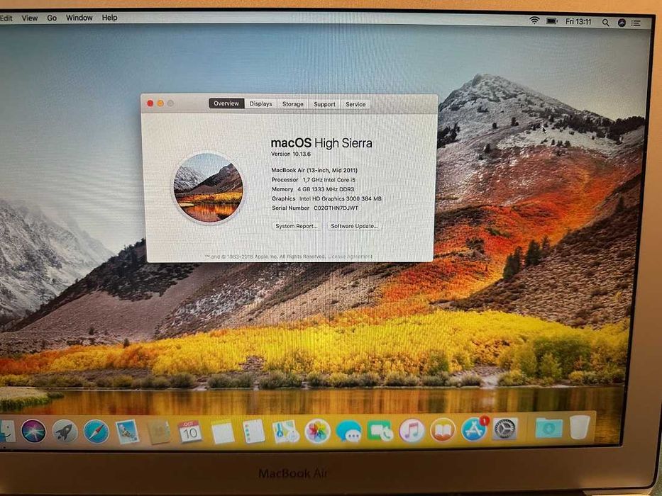 MacBook Air A1369 2011 i5 4GB 128 SSD