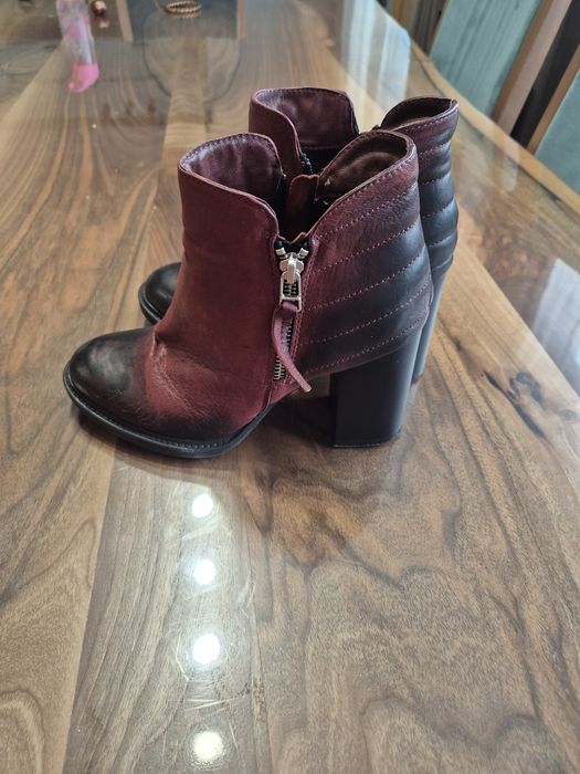 Боти естествена кожа бордо