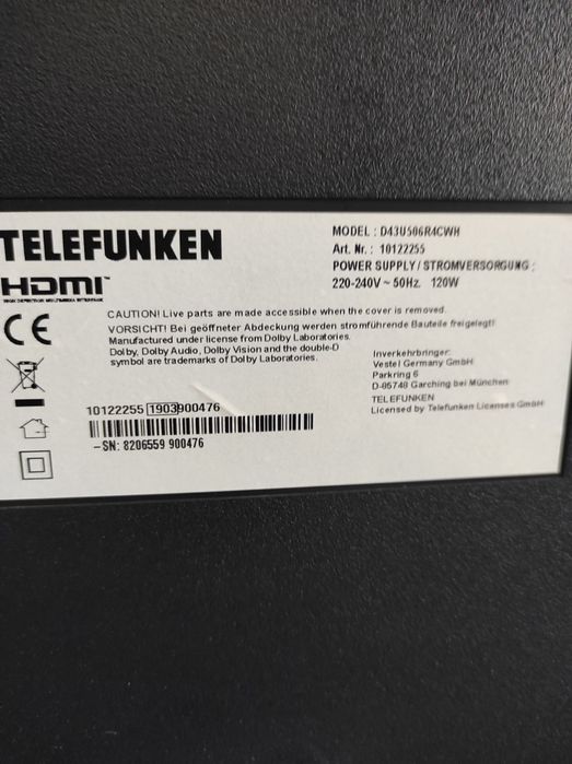 Смарт Телевизор TELEFUNKEN 43 инча Ultra HD 4K