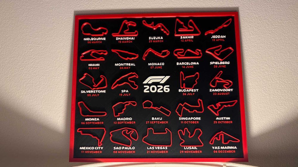 Tablou decorativ F1 2026 – Circuit Maps 3D, ediție premium