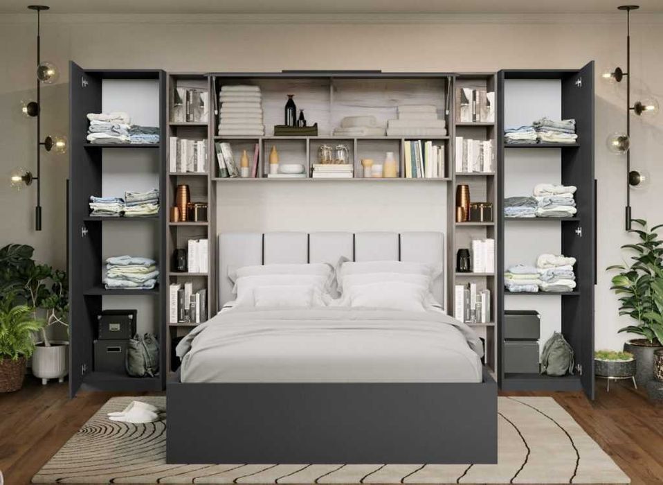 Set Dormitor Noce 3.12m cu pat tapitat Alb incadrat