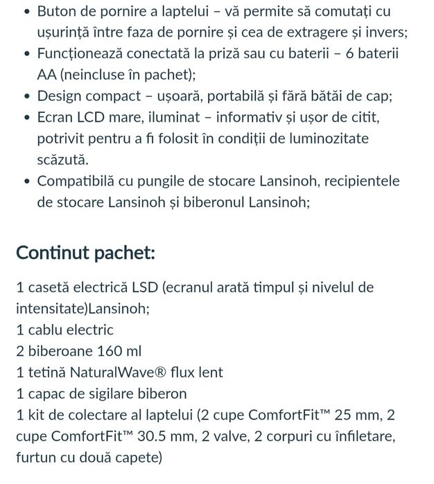 Pompa de sân electrică dublă, Lansinoh