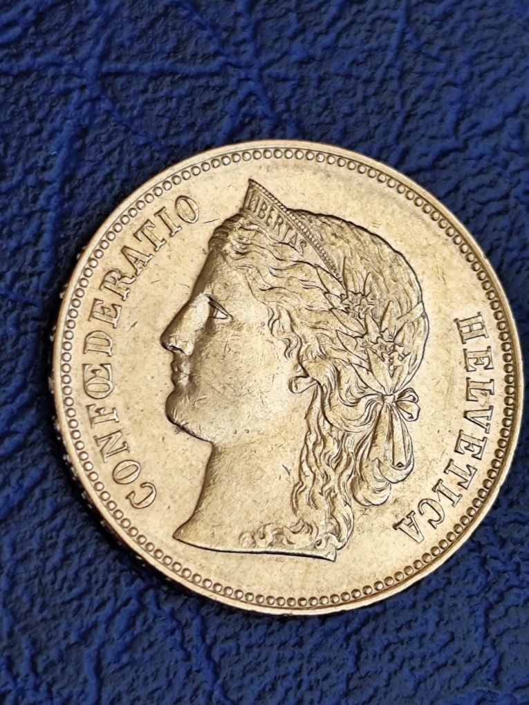 20 франка 1896 год.,стара Швейцария, злато 6.45 гр.,900/1000 (21.65 к.