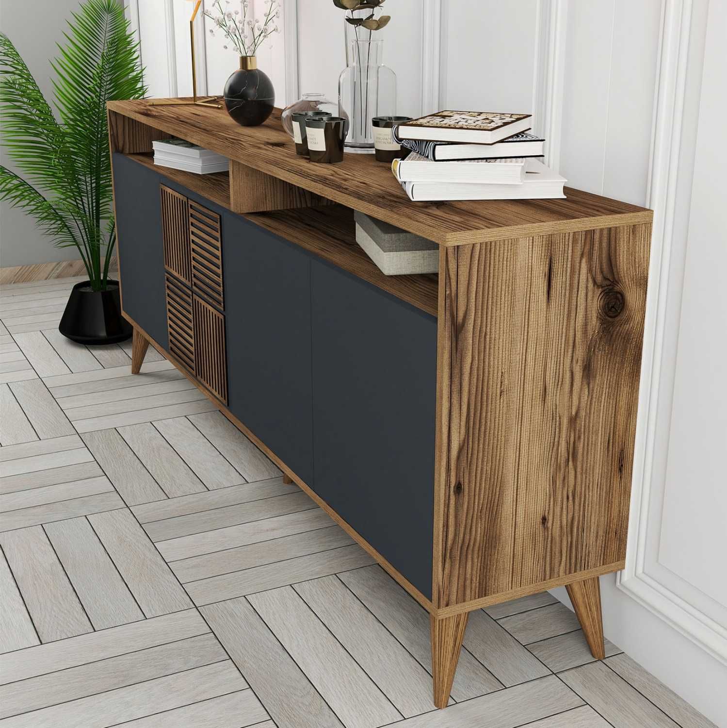 Голям модерен бюфет HM9431 в 3 цвята 180x35x78,6, ПРОМО!