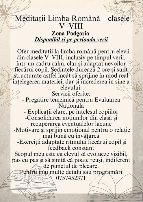 Meditații la Limba română, într-un cadru calm, clar și prietenos.