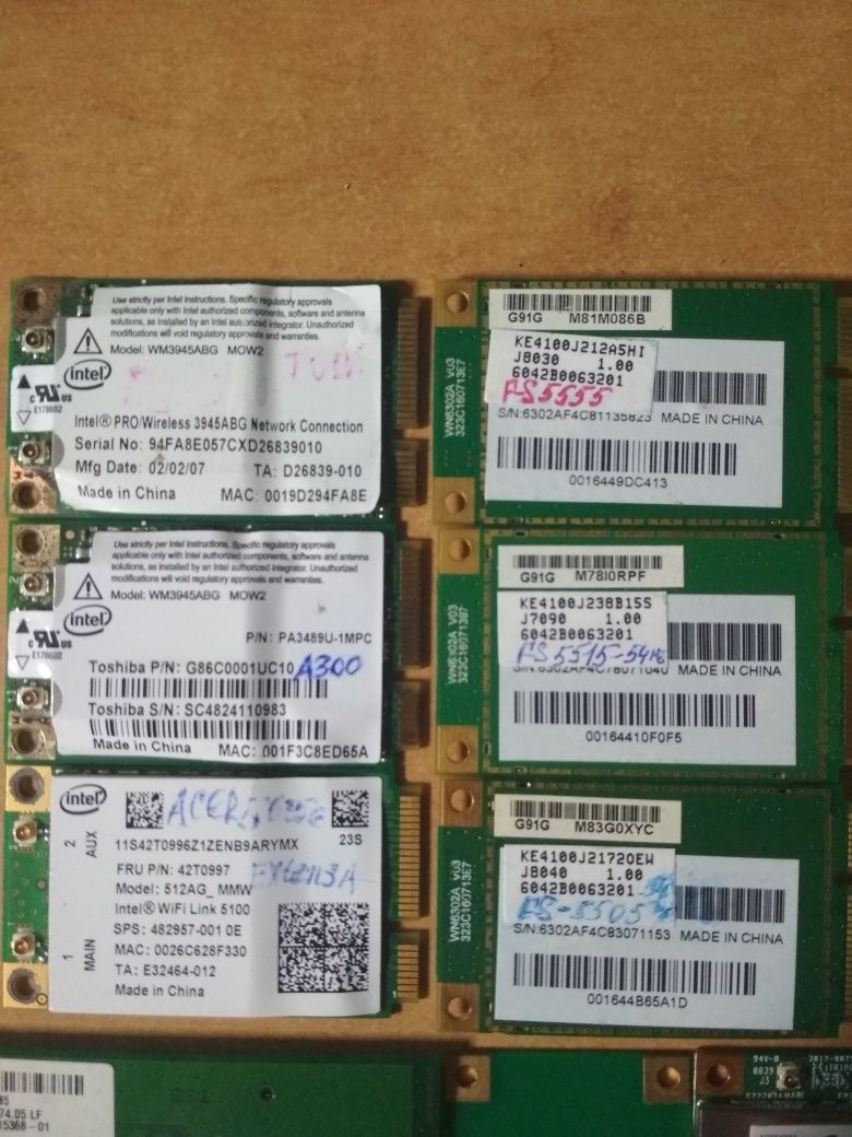 Проц и WiFi ноутбука Intel Core2 Duo Т9400 Т7500, Т3500, Т5850, T5800