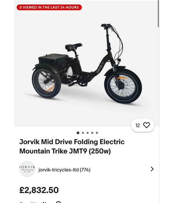 Електрическа Триколка Fat Tire Jorvik Mid Drive 20цола