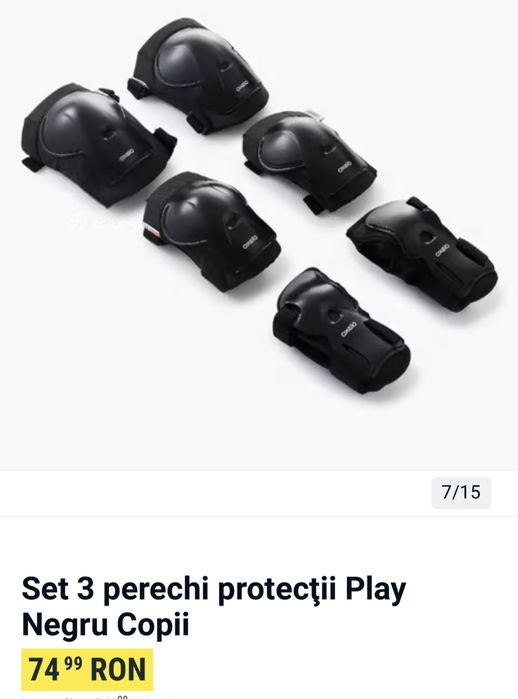 Set 3 perechi protecţii Play Negru Copii