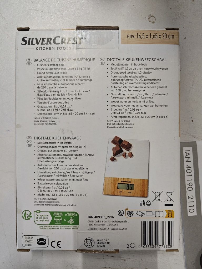 Cantar digital bucatarie silvercrest 5 kg sigilat