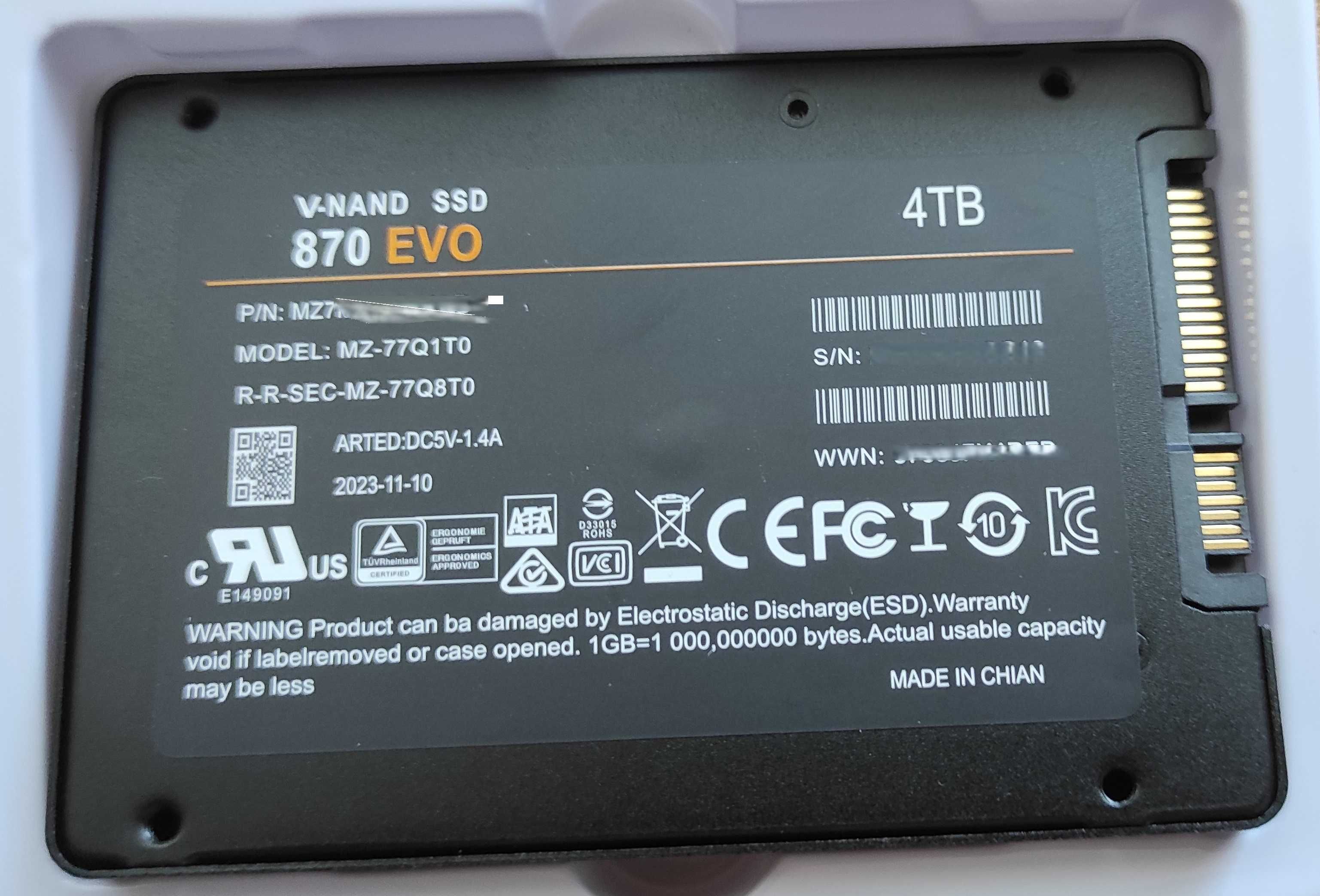 4 TB  EVO 870 SSD 2.5"" V-NAND SATA  3