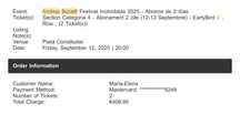 Andrea Bocelli Tickets