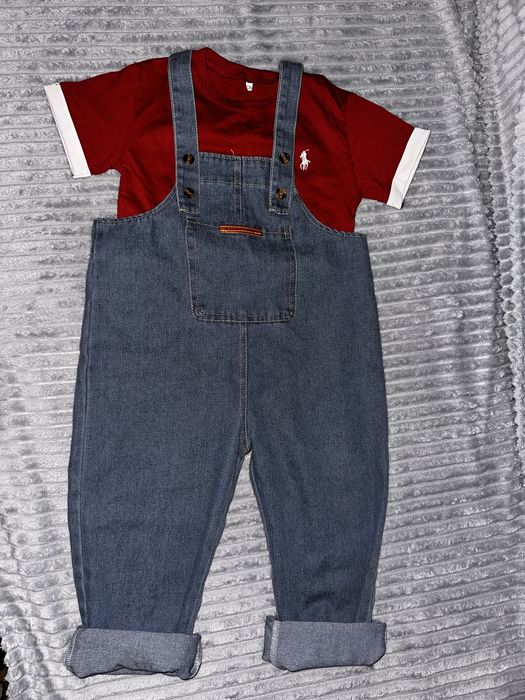 Детский комбинезон джинсы и футболка