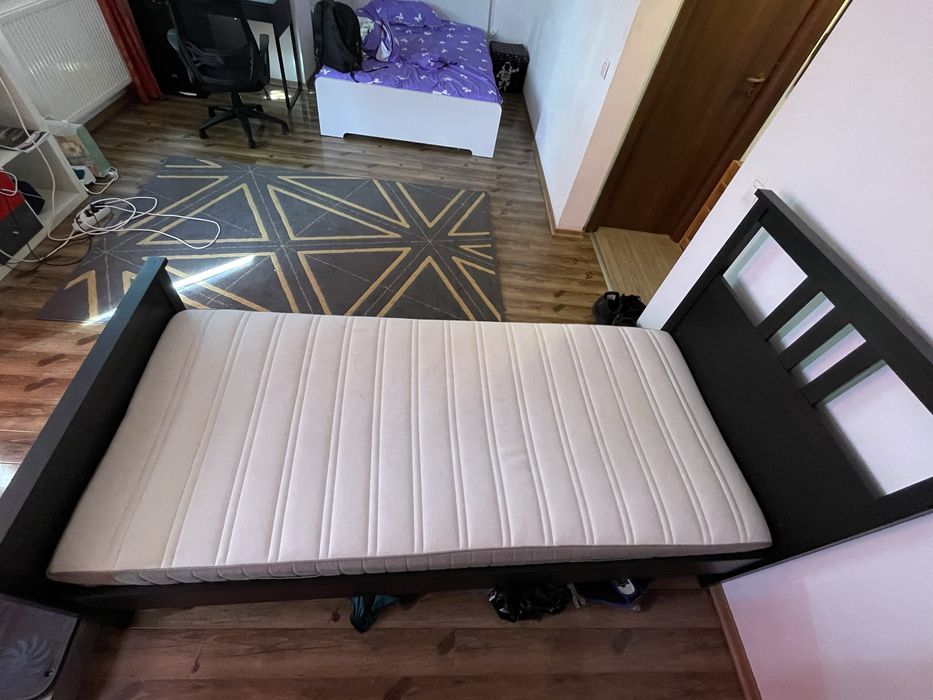 Pat IKEA HEMNES + Saltea IKEA HAMARVIK – 90×200 cm