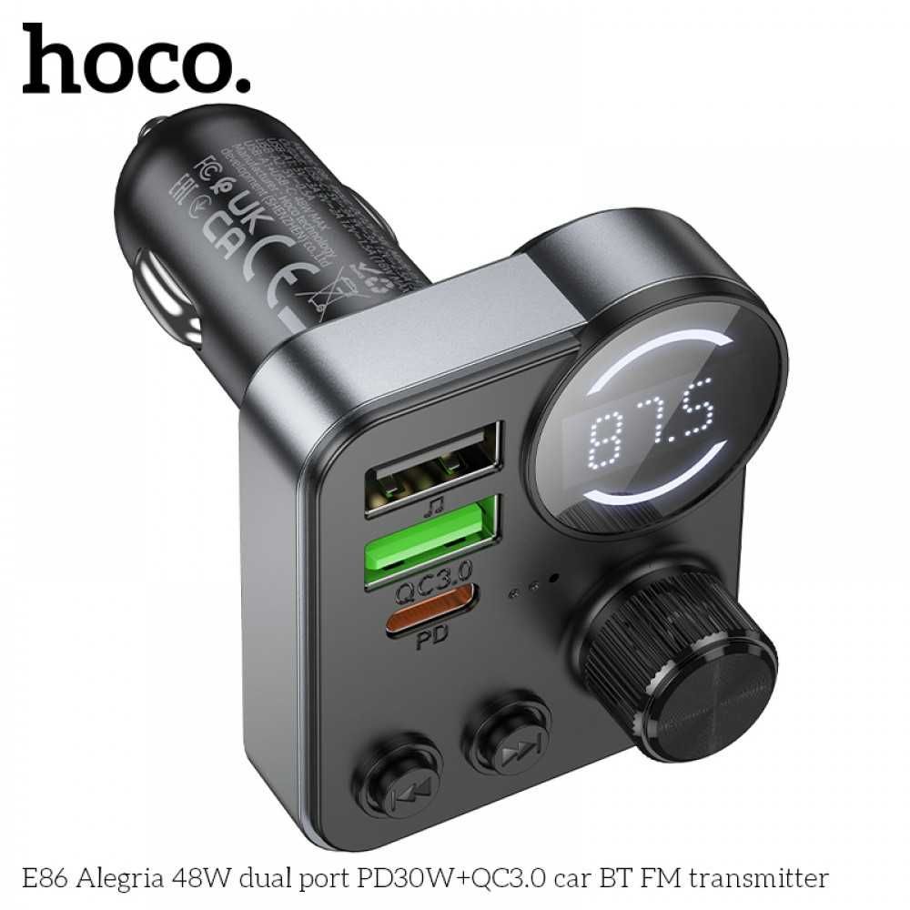 Bluetooth 48W PD FM Трансмитер 2x USB 1xType C / Hoco / MicroSD