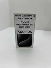 iPhone 15 Pro Max, 512GB, 5G, Black Titanium, Nou