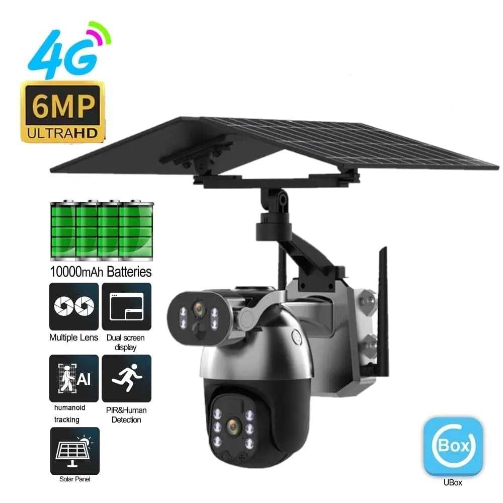 Camera de Supraveghere cu Panou Solar ,PTZ  4G,Q5M-G, cu Doua Lentile