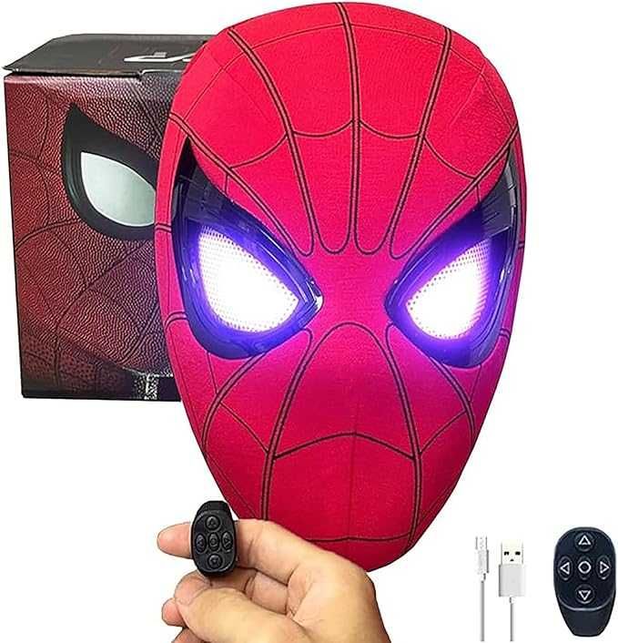 Електронна маска на Спайдърмен Spiderman Mигащи очи Светлини с Пръстен