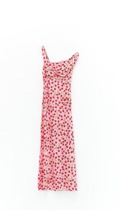 Нова! Дълга рокля Lumina с череши в розово