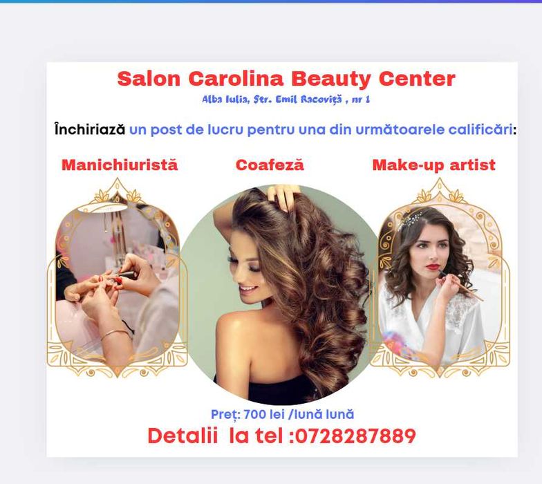 Închiriez post de lucru în salon de înfrumusețare