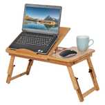 Masa pentru laptop din bambus cu sertar si orificii ventilatie 50x30cm