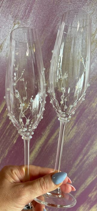 РАЗПРОДАЖБА!!! Рисувани ритуални сватбени чаши-комплект от 2бр