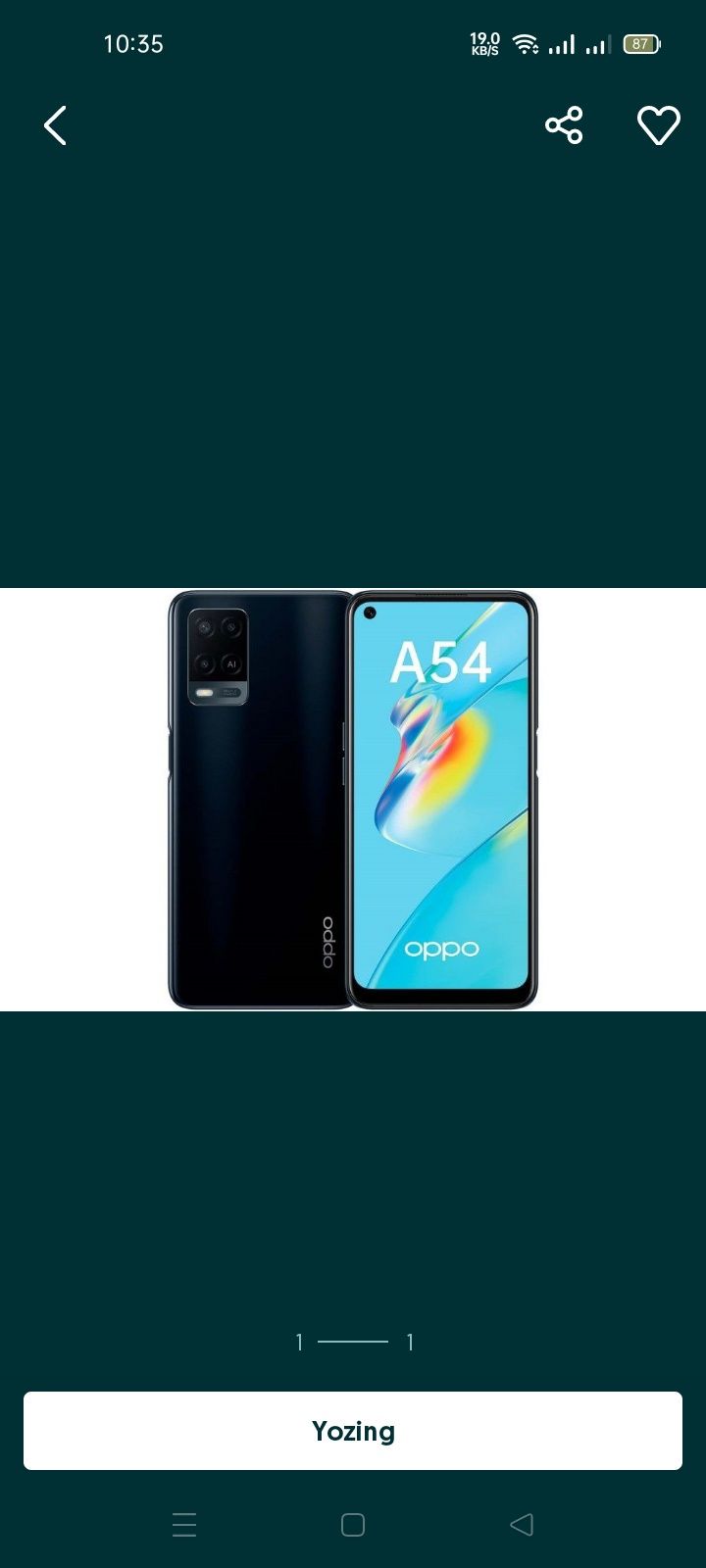 Oppo A 54 sotiladi hech qanaqa aybi yuq 4/128 Gigabayt