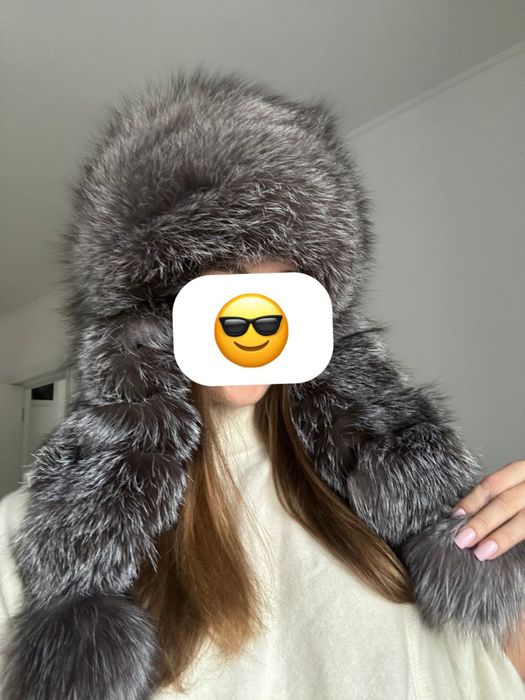 Caciula vulpe argintie lux noua S