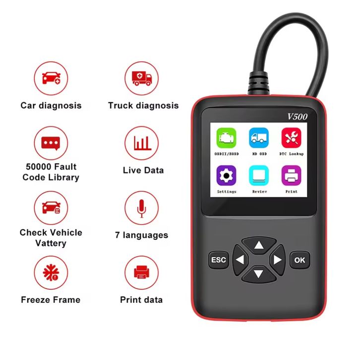 OBDII двуфункционален V500 за Автомобили и Камиони