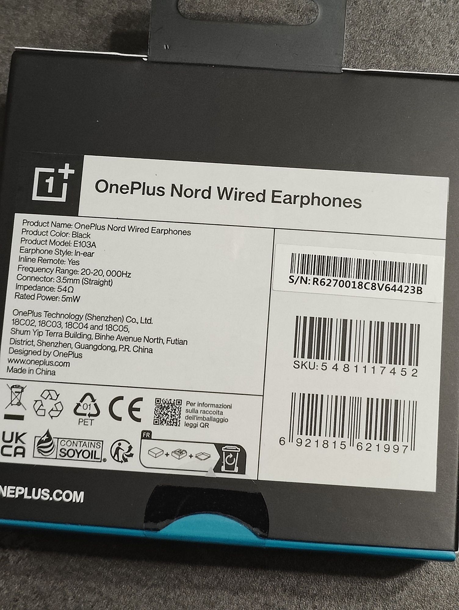 Casti OnePlus Nord + adaptor USB-C 3.5mm