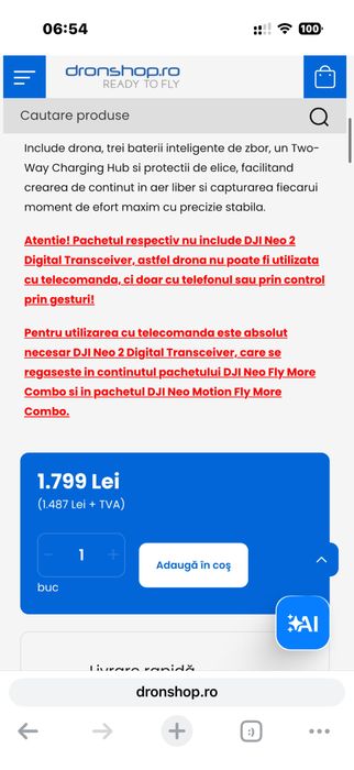 Dji neo 2 fly more combo drone only nou sigilat