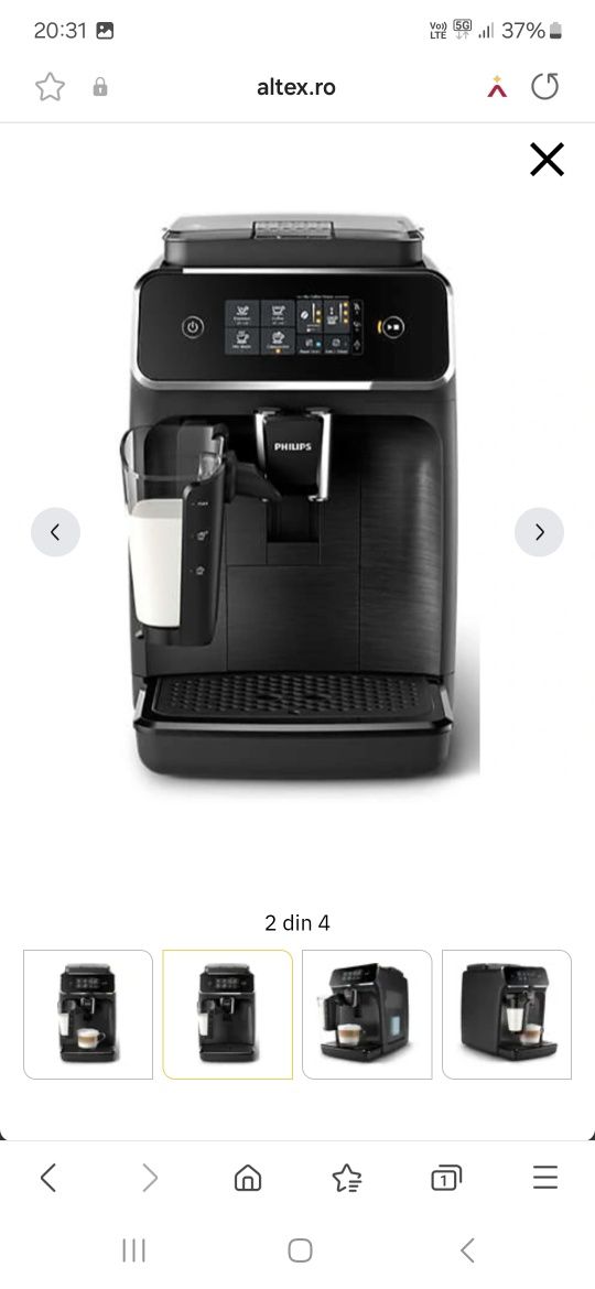 Espressor automat PHILIPS Seria 2200 LatteGo EP2230/10, 1.8l, 15 bar,