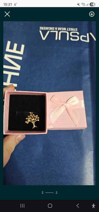 Золотой кулон ,в виде дерева жизни с разноцветными камнями