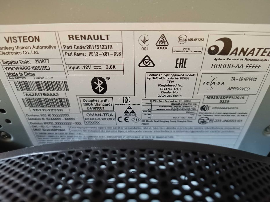 Radio USB si Bluetooth Renault/Dacia, cu consola Renault Clio4/2018