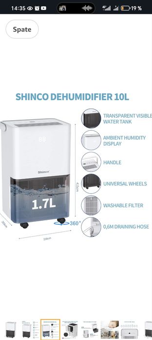 Dezumificator 10l  cu compresor - purificator aer - nou