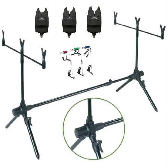 Set 3 Lansete Crap 3, 90m, 3 Mulinete Glamour 7000, Rod Pod, Senzori