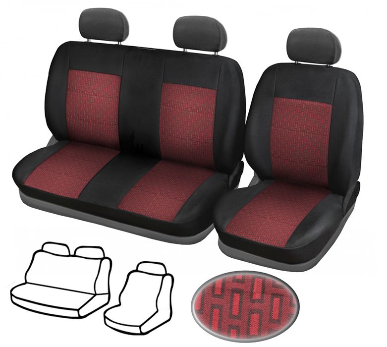 Тапицерия за БУС Пежо Боксер 2006-14, от плат, 2+1, червен център