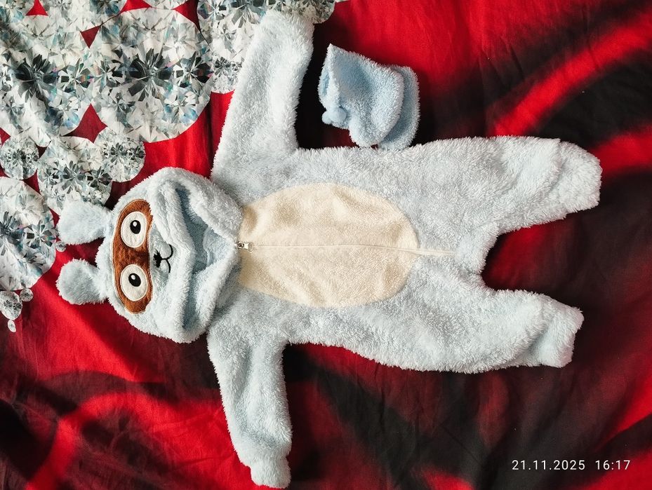 Для новорождённых камбинезон с капюшоном