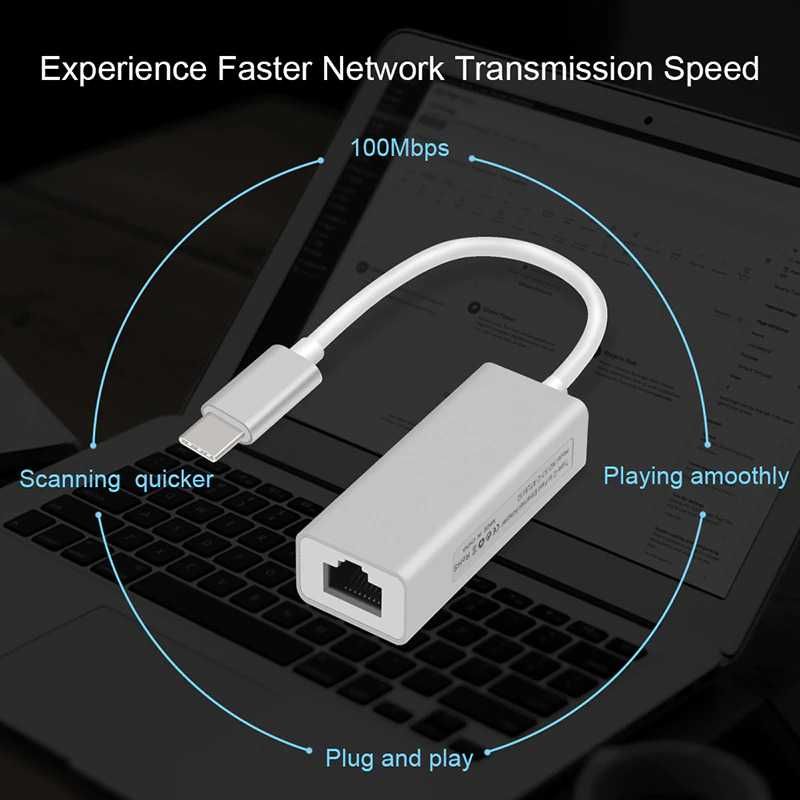 Мрежова карта STELS RL99, USB Type-C към RJ45, Gigabit LAN адаптер