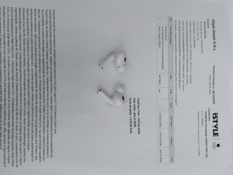 Airpods Pro 2 cu factura iStyle - Cadoul Ideal - Urgent