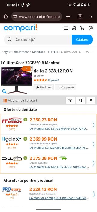 Monitor LED Nano IPS LG 32'' UltraGear QHD, 165Hz, 1ms, 32GP850