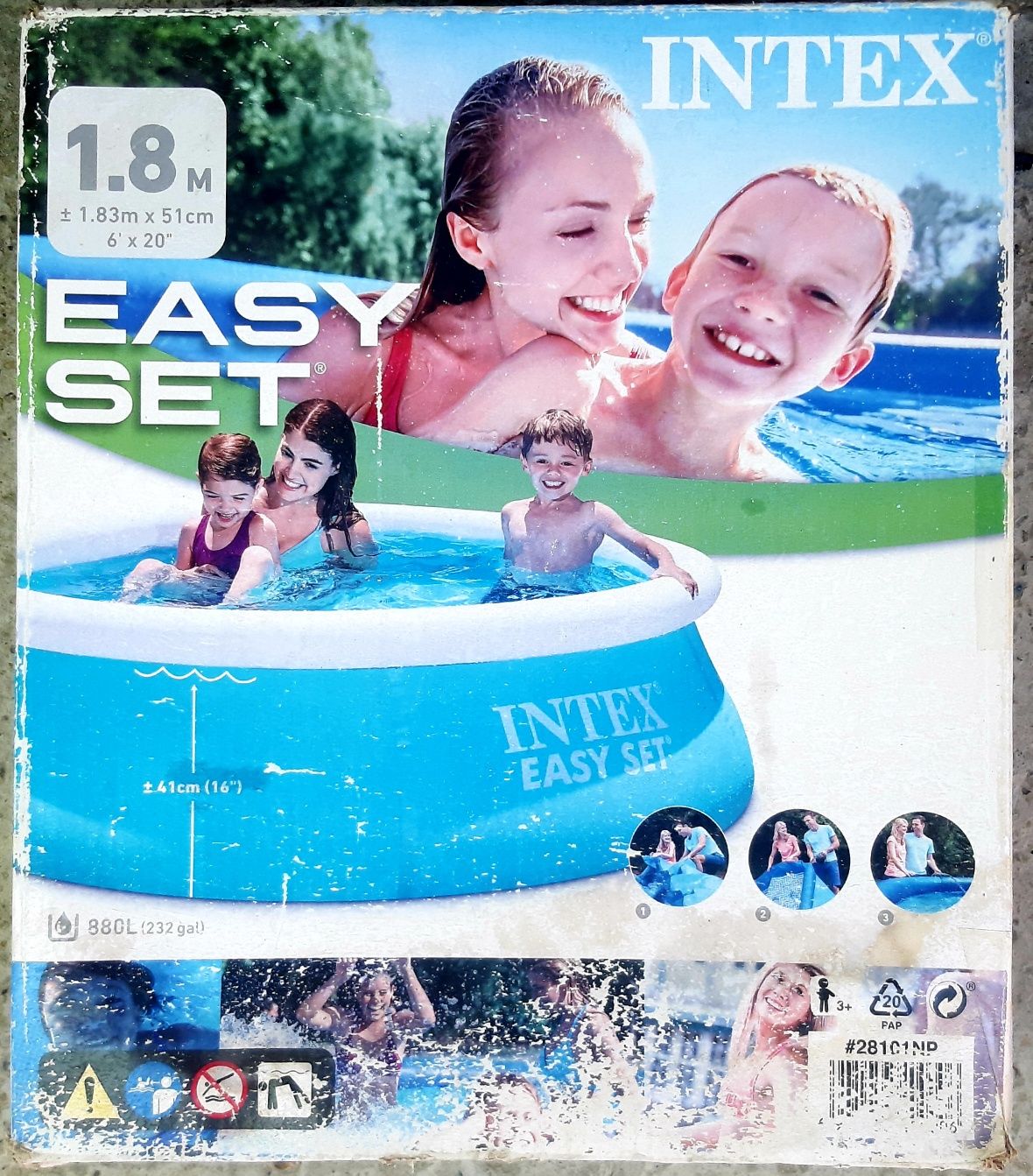 Бассейн надувной 1.83x51 см "Intex easy set" 880L/28101