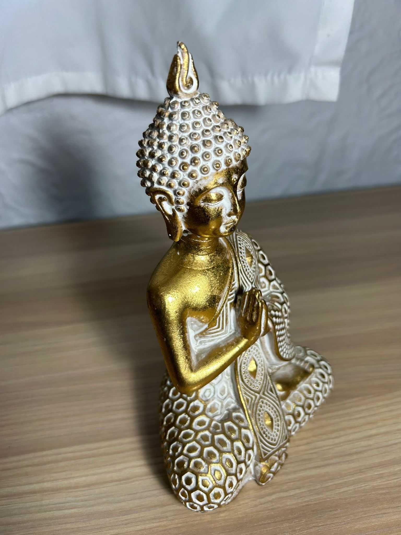 Statuetă tailandeză cu Buddha, Budha, Buda, vintage, auriu cu alb.