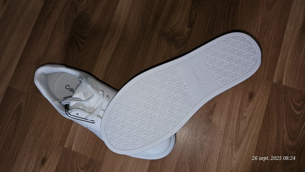 Pantofi sport, noi, originali, albi din piele naturală, Calvin Klein