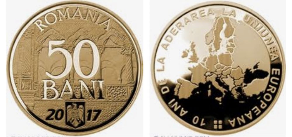 Moneda 50 de bani - 10 ani de la aderarea Romaniei la UE