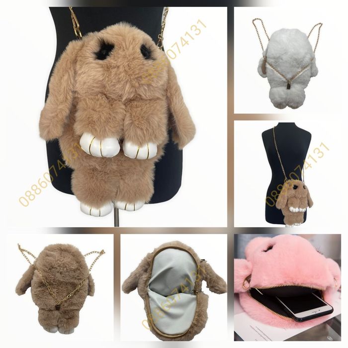 Плюшена играчка Раница Зайче, Плюшена чанта, Пухкава раница