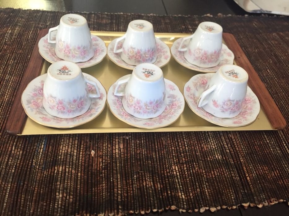 Serviciu chinezesc pentru cafea, set de 6 bucati, ceșcuța+farfurioara