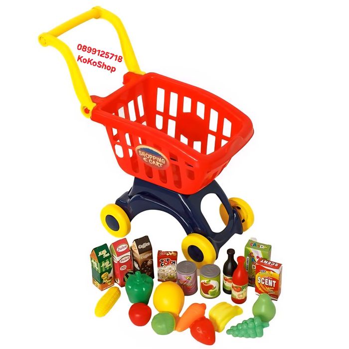 Количка за пазаруване с хранителни продукти-45x23x48 см.